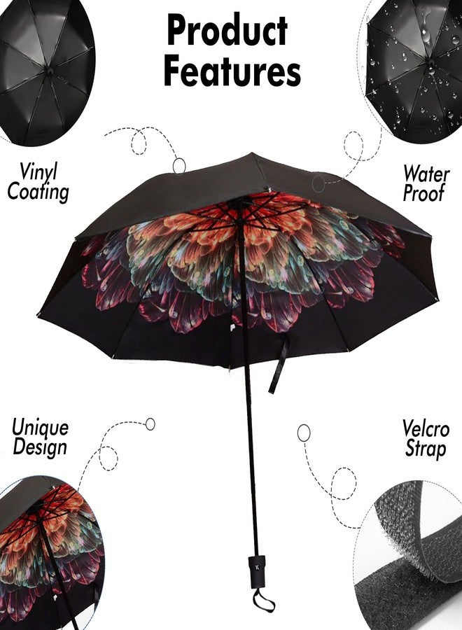 Kraptick Flower Printed Umbrella, UV Protection Umbrella with Manual Mechanism for Folding, Wind-Proof Ambrella and Unisex Design Chata/Chatri for Men, Girls, Women - Image 5
