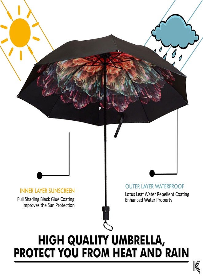 Kraptick Flower Printed Umbrella, UV Protection Umbrella with Manual Mechanism for Folding, Wind-Proof Ambrella and Unisex Design Chata/Chatri for Men, Girls, Women - Image 2