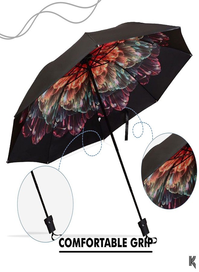 Kraptick Flower Printed Umbrella, UV Protection Umbrella with Manual Mechanism for Folding, Wind-Proof Ambrella and Unisex Design Chata/Chatri for Men, Girls, Women - Image 4