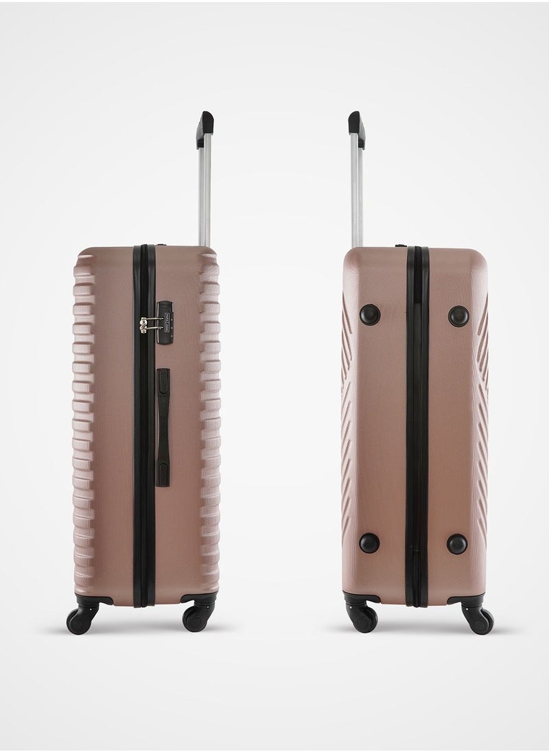 PARAJOHN Sparkle Cabin Size ABS Hardside Spinner Luggage Trolley 20 Inch Rose Gold  - Image 3