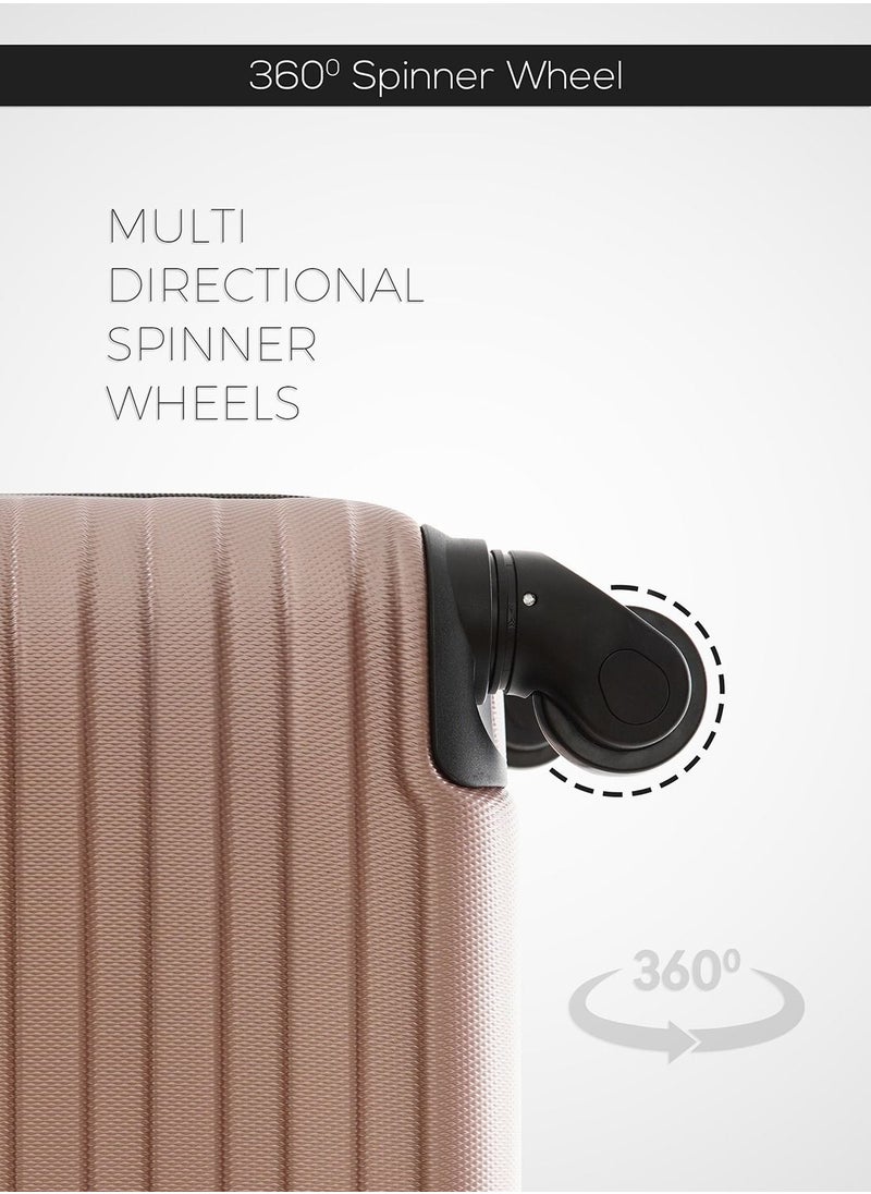 PARAJOHN Sparkle Cabin Size ABS Hardside Spinner Luggage Trolley 20 Inch Rose Gold  - Image 4