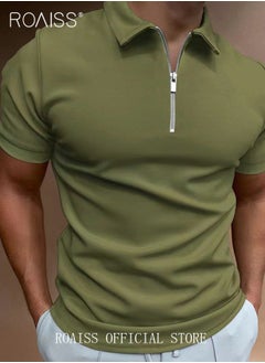 roaiss Men's Polo Shirt - Solid Color Short Sleeve Lapel T-Shirt - Casual Fit - Summer Fashion Essential  - Image 1
