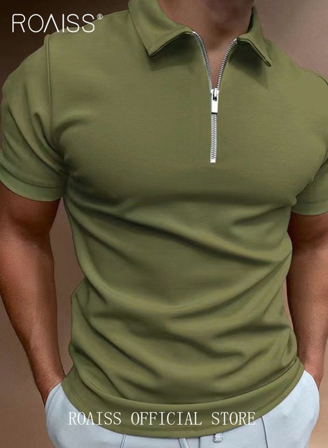 Men's Polo Shirt - Solid Color Short Sleeve Lapel T-Shirt - Casual Fit - Summer Fashion Essential