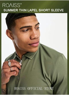roaiss Men's Polo Shirt - Solid Color Short Sleeve Lapel T-Shirt - Casual Fit - Summer Fashion Essential  - Image 5