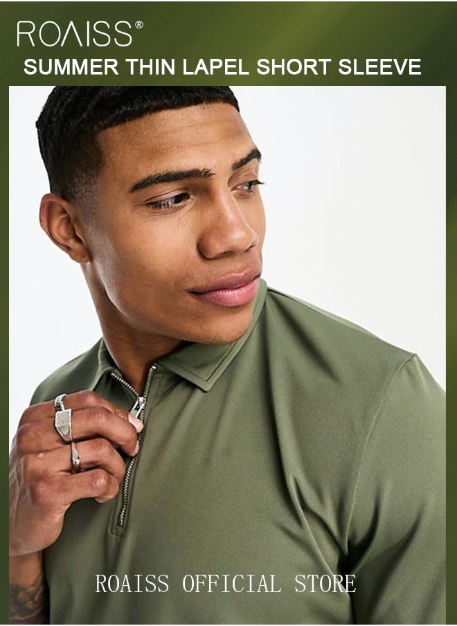 roaiss Men's Polo Shirt - Solid Color Short Sleeve Lapel T-Shirt - Casual Fit - Summer Fashion Essential  - Image 5