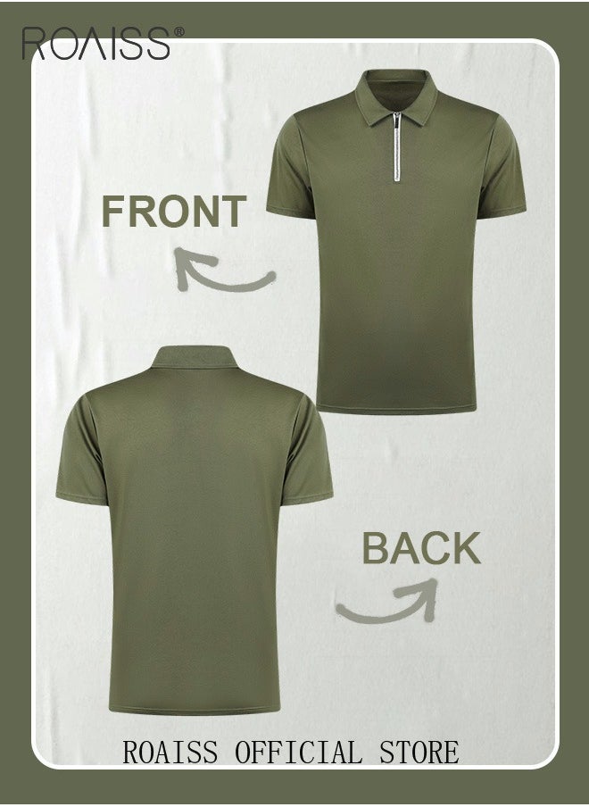 roaiss Men's Polo Shirt - Solid Color Short Sleeve Lapel T-Shirt - Casual Fit - Summer Fashion Essential  - Image 3