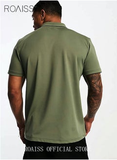 roaiss Men's Polo Shirt - Solid Color Short Sleeve Lapel T-Shirt - Casual Fit - Summer Fashion Essential  - Image 2