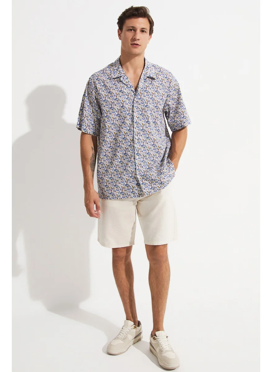 JUNE Exclusive Men's Oversize Short Sleeve Patterned Shirt