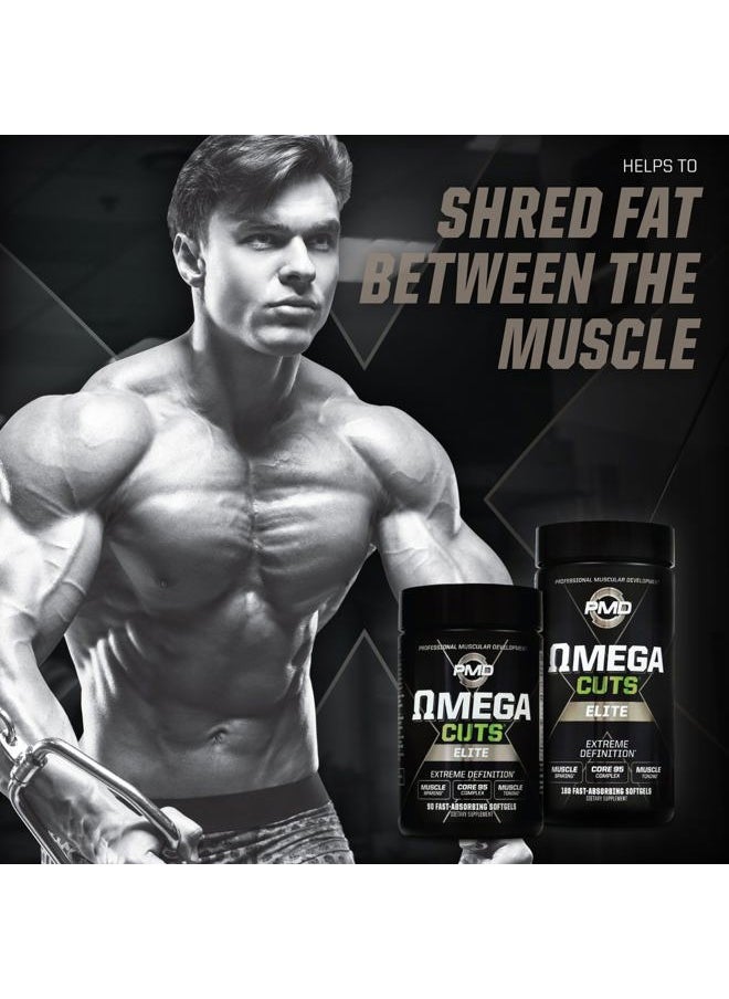 PMD - Sports Omega Cuts Elite Fat Loss-Muscle Defining Formula - Omega Fatty Acids, MCT's and CLA for Muscle Definition and Maintenance - Keto Friendly for Women and Men - Stimulant Free (90 Softgels) - Image 1