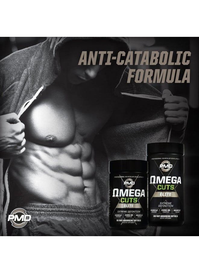 PMD - Sports Omega Cuts Elite Fat Loss-Muscle Defining Formula - Omega Fatty Acids, MCT's and CLA for Muscle Definition and Maintenance - Keto Friendly for Women and Men - Stimulant Free (90 Softgels) - Image 1