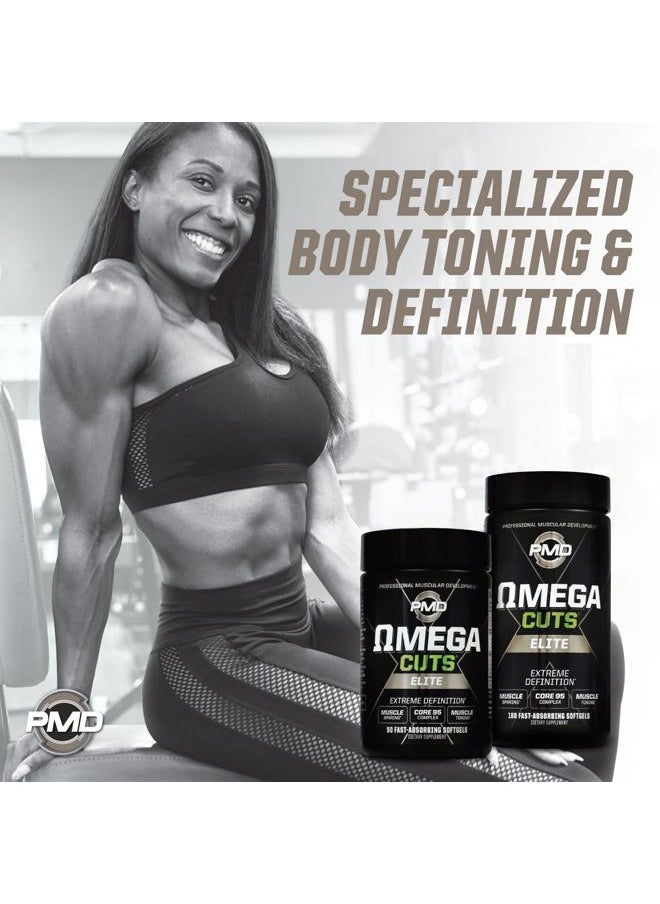 PMD - Sports Omega Cuts Elite Fat Loss-Muscle Defining Formula - Omega Fatty Acids, MCT's and CLA for Muscle Definition and Maintenance - Keto Friendly for Women and Men - Stimulant Free (90 Softgels) - Image 1