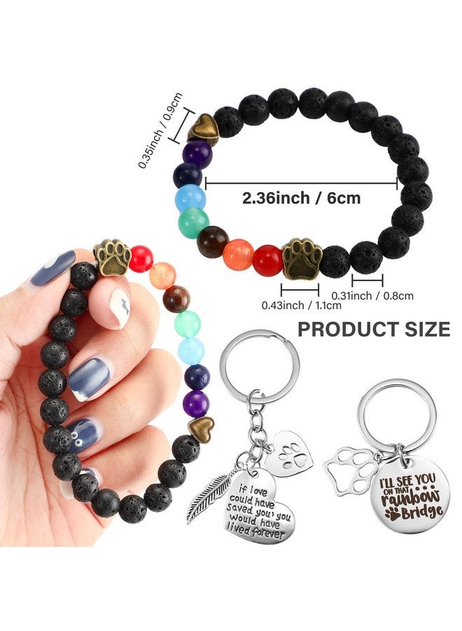 جيديف مجموعة هدايا تذكارية للحيوانات الأليفة من جاديف مكونة من 9 قطع، سوار جسر قوس قزح، سوار تذكاري للحيوانات الأليفة، سلسلة مفاتيح تذكارية لفقدان الكلب، بطاقة قصيدة جسر قوس قزح مع حقيبة من الأورجانزا المصنوعة من الفلانيل للنساء والرجال محبي الحيوانات الأليفة (تصميم لطيف) - Image 2