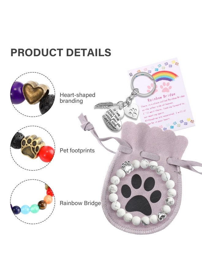 جيديف مجموعة هدايا تذكارية للحيوانات الأليفة من جاديف مكونة من 9 قطع، سوار جسر قوس قزح، سوار تذكاري للحيوانات الأليفة، سلسلة مفاتيح تذكارية لفقدان الكلب، بطاقة قصيدة جسر قوس قزح مع حقيبة من الأورجانزا المصنوعة من الفلانيل للنساء والرجال محبي الحيوانات الأليفة (تصميم لطيف) - Image 3