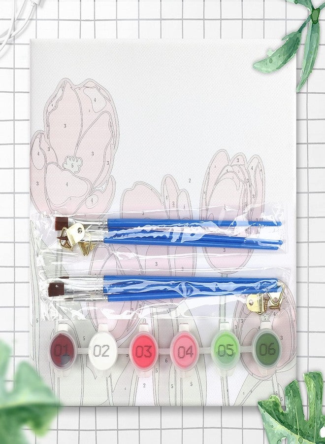 Dynippy DIY Oil Paint by Numbers for Beginner Framed Colourful Canvas Acrylic Oil Easy Painting Kit for Adults Childrens 8x8 inch - (Pink Flower) - Image 3