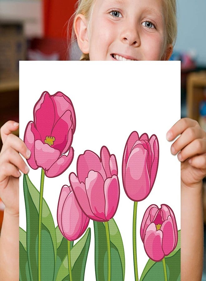 Dynippy DIY Oil Paint by Numbers for Beginner Framed Colourful Canvas Acrylic Oil Easy Painting Kit for Adults Childrens 8x8 inch - (Pink Flower) - Image 4