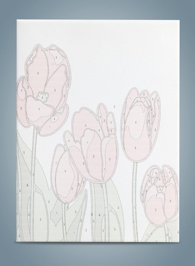 Dynippy DIY Oil Paint by Numbers for Beginner Framed Colourful Canvas Acrylic Oil Easy Painting Kit for Adults Childrens 8x8 inch - (Pink Flower) - Image 2