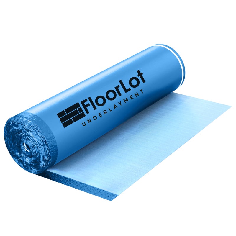 FLOORLOT BlueStep Underlayment with Moisture Barrier for Laminate and Wood Floors, (200 sq.ft Roll) - Image 1