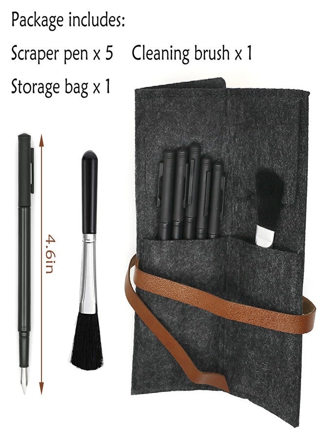 AP ARTSPER Scratch Art Tools 5-Piece Set, DIY Scratching Drawing Painting Pen, Fountain Pen Shape, Scratch Stick Stylus Tools Bag with Clean Brush (Black) - Image 3