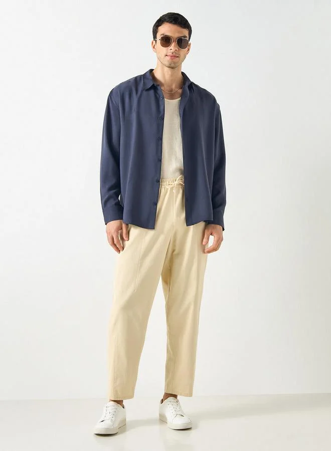 Iconic Iconic Regular Fit Shirt with Collar and Long Sleeves