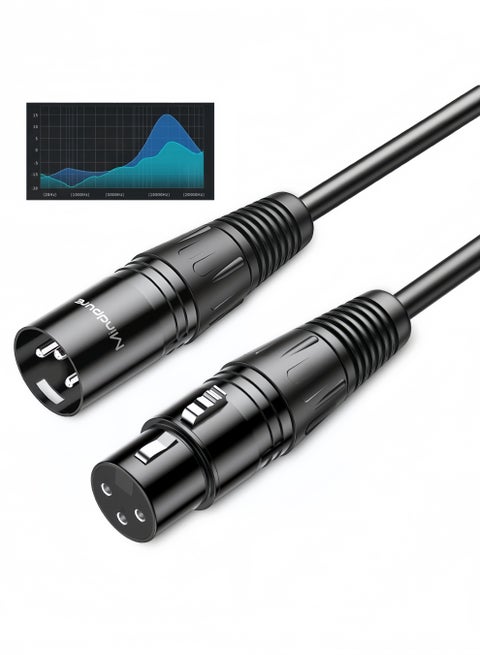 Short XLR to XLR Cable 4.92FT, Microphone Cable Male to Female Balanced 3 PIN Compatible with Shure SM Microphone, Behringer, Speaker Systems, Radio Station, PA, Black