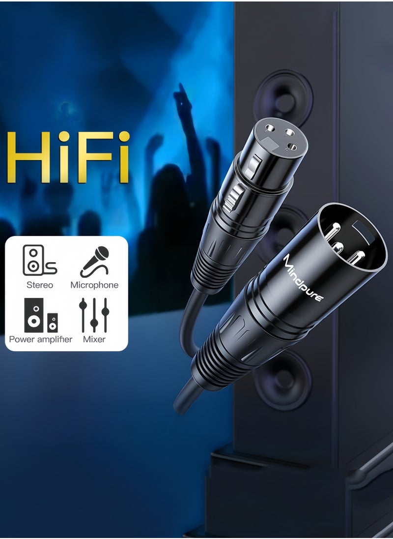 Mindpure Short XLR to XLR Cable 4.92FT, Microphone Cable Male to Female Balanced 3 PIN Compatible with Shure SM Microphone, Behringer, Speaker Systems, Radio Station, PA, Black  - Image 2