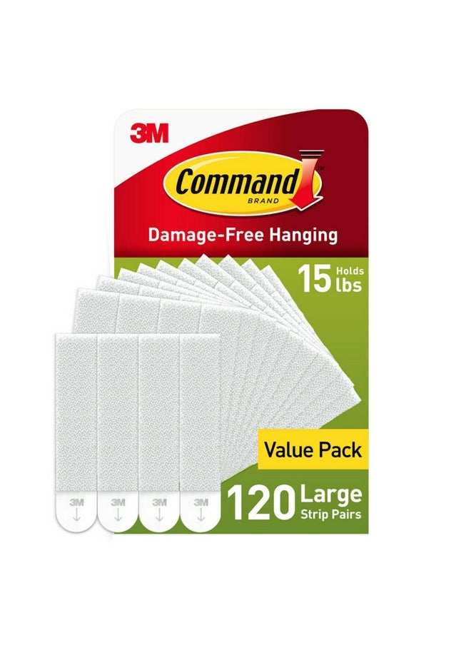 Command Command 15 lb Large Picture Hanging Strips 120 Pairs, (240 Command Strips) Damage Free Hanging Picture Hangers, No Tools Wall Hanging Strips for Home Decor, White Adhesive Strips  - Image 1