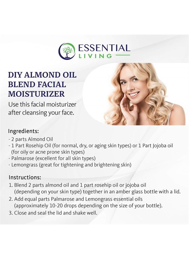 essential Living : Sweet Almond Oil - Pure Carrier Oil for All-Natural Skin Care, Moisturizer, Makeup Remover, Oil Cleansing and More - 4 oz. - Cold Pressed - No Hexane - Made in the USA - Image 2