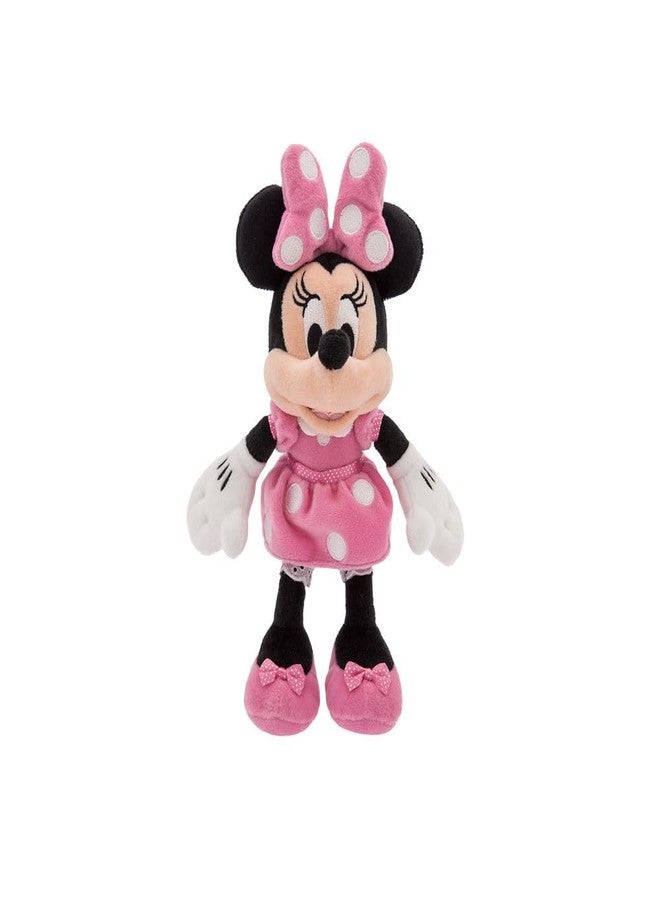 Disney store دمى ميني بيك بوس من متجر ديزني الرسمي - ميني ماوس - فستان وردي - حيوان محشو لطيف بتفاصيل دقيقة، ميزات مطرزة، ألعاب قماشية بقاعدة حبوب للأطفال - Image 1