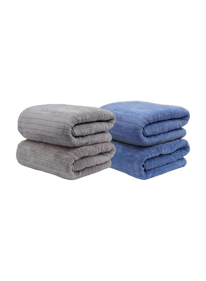 QUARRYUS Microfiber Towel 90x160 cm 2 PCS Bath Towel Microfiber Soft, Durable and Light Weight Bundle（grey+blue） - Image 1