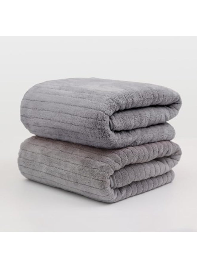 QUARRYUS Microfiber Towel 90x160 cm 2 PCS Bath Towel Microfiber Soft, Durable and Light Weight Bundle（grey+blue） - Image 2