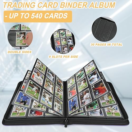Foalgo Trading Card Binder, Card Collection Binder Album Folder with 540 Side Loading Pockets, 9 Pocket Trading Card Album Folder for TGC,MTG, Baseball Cards, Yugioh - Image 5