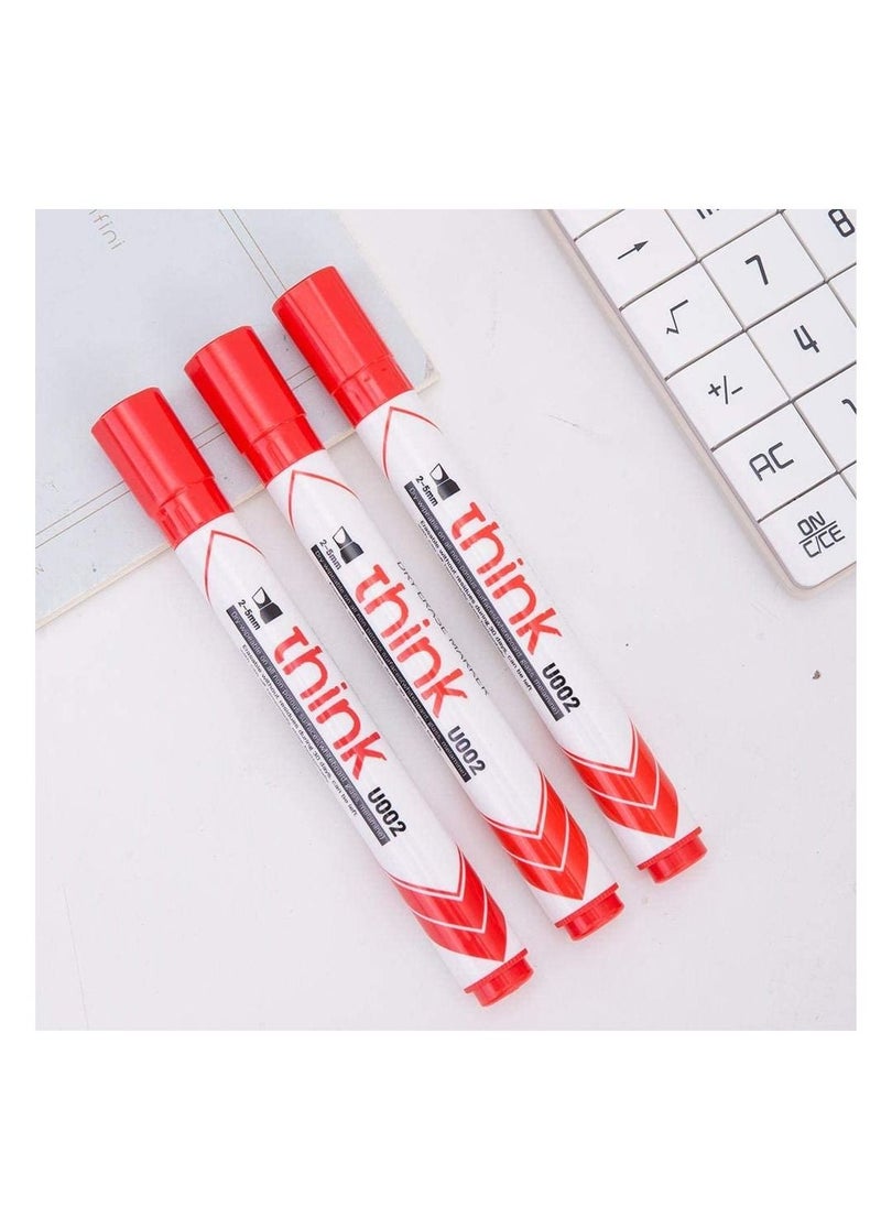 Deli 12-Piece Dry Erase White Board Marker Chisel Tip Red Ink  - Image 3