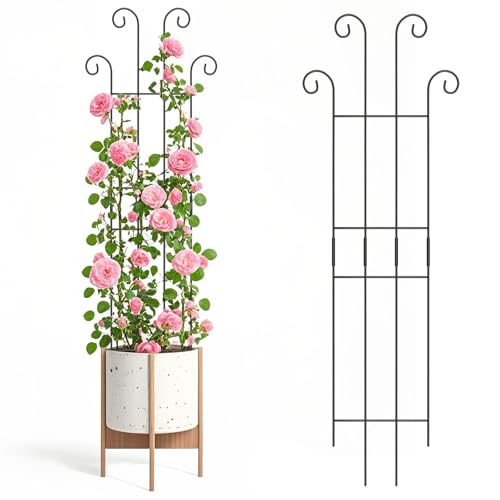 LUCKJUJU 2 Set 32 Taller Plant Trellis for Climbing Plants Indoors Outdoor Garden Metal Trellis Plant Support for Potted Plants Houseplants Flowers Vine Ivy Pothos Monstera - Image 1