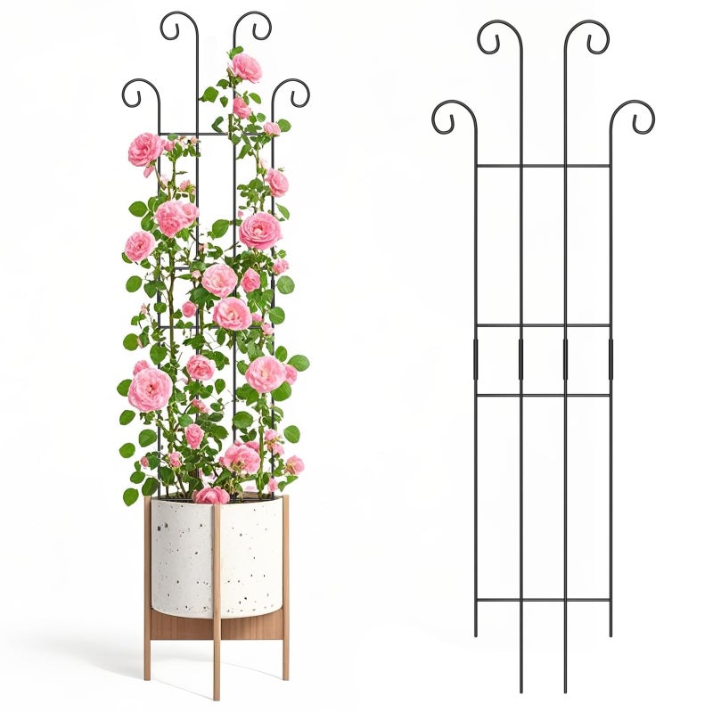LUCKJUJU 2 Set 32 Taller Plant Trellis for Climbing Plants Indoors Outdoor Garden Metal Trellis Plant Support for Potted Plants Houseplants Flowers Vine Ivy Pothos Monstera - Image 2