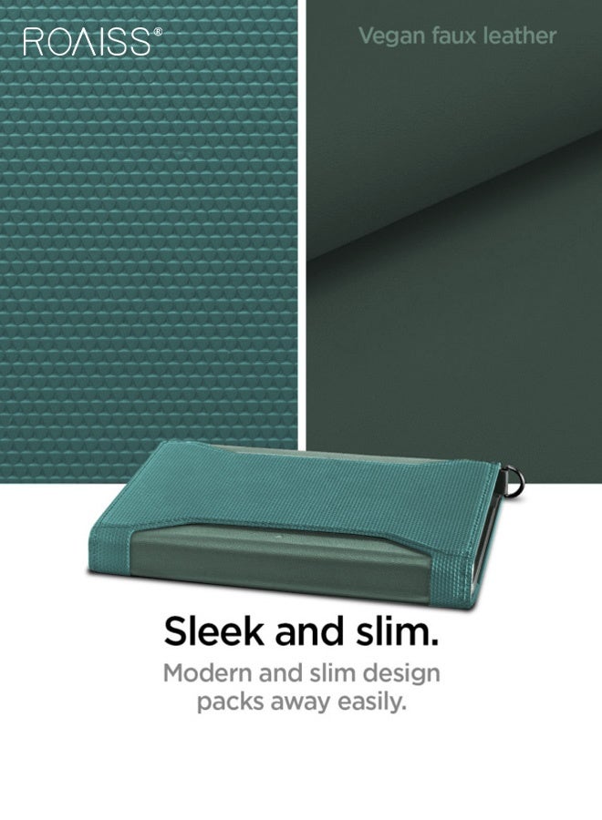 رويس غطاء جواز سفر متعدد الوظائف، منظم مستندات بسعة كبيرة، حامل تذاكر طيران مضاد للتجسس بتقنية تحديد الهوية بموجات الراديو، حامل جواز سفر سفر من البولي يوريثان بلون سادة بسيط مع قفل مغناطيسي، أخضر - Image 3