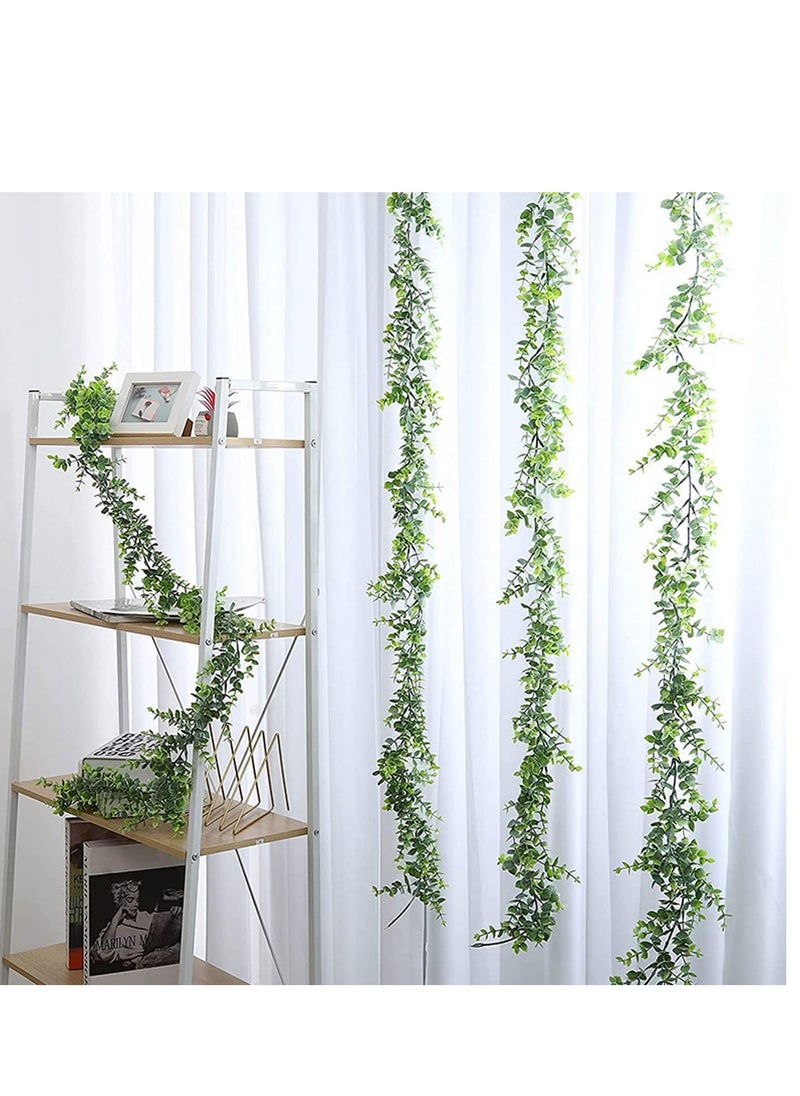 SYOSI - Faux Eucalyptus Garland, 5.5Ft Artificial Eucalyptus Vines with Mini White Flowers, Greenery Garland Vines, UV Protected Indoor Outdoor Decoration for Party, Wedding, Table, Runner, Doorways (3 Pack) - Image 1