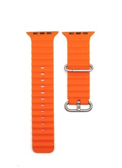Ocean Soft Silicone Ocean Band Designed For Apple Watch Ultra Band 49mm,45mm,44mm,42mm for Men Women High Qulaity Adjustable Bands for Apple iWatch Series 8,7,SE,6,5,4,3,2,1 Orange  - Image 1