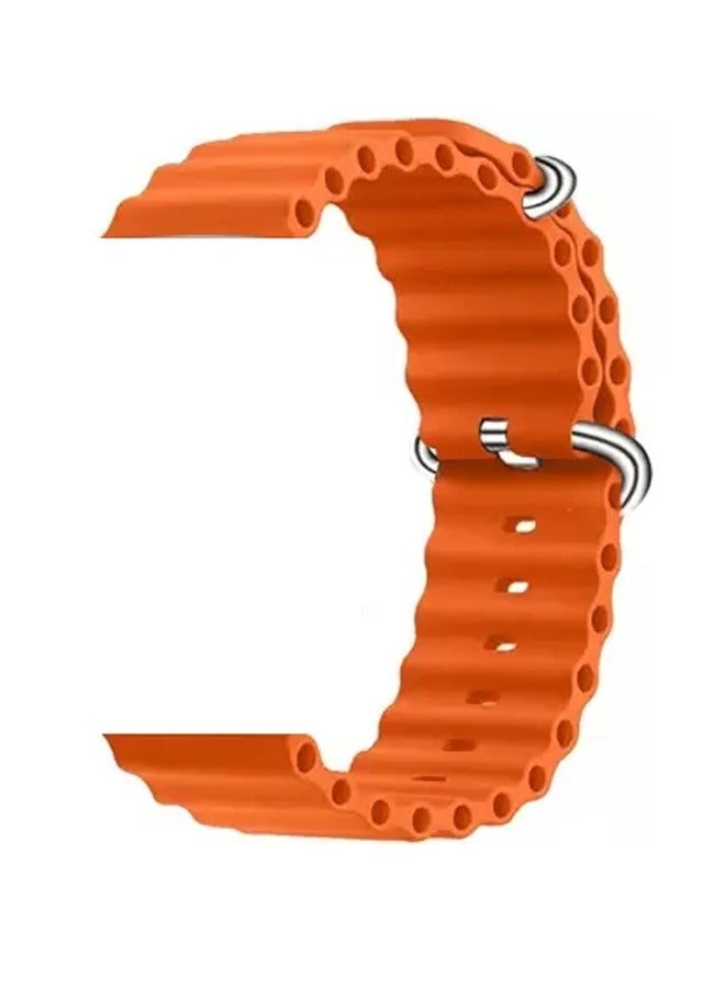 أوشن حزام محيط من السيليكون الناعم مصمم لساعة Apple Ultra Band 49 مم، 45 مم، 44 مم، 42 مم للرجال والنساء، أشرطة قابلة للتعديل عالية الجودة لسلسلة Apple iWatch 8,7، SE، 6،5،4،3،2،1 برتقالي - Image 3