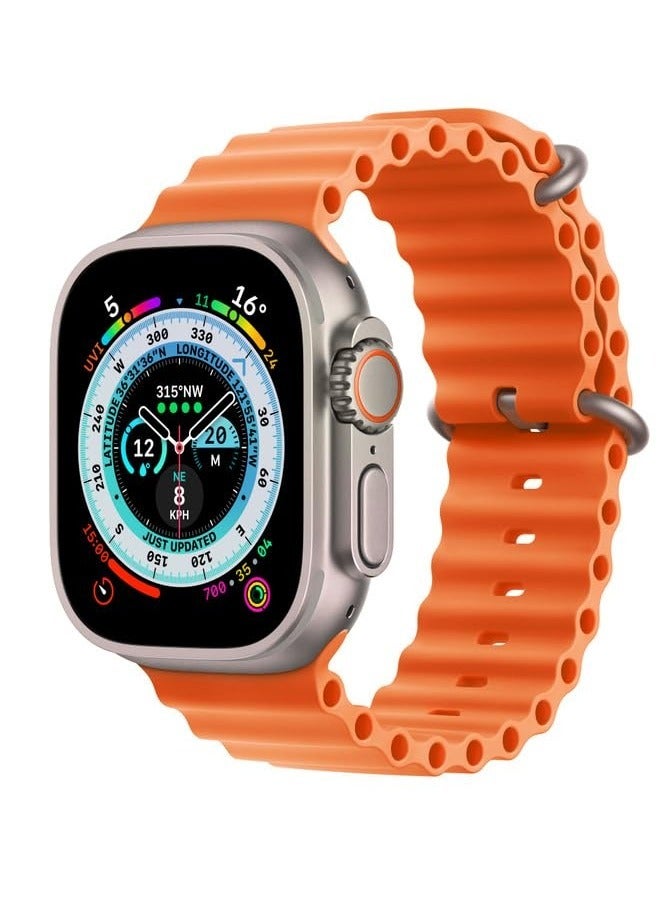أوشن حزام محيط من السيليكون الناعم مصمم لساعة Apple Ultra Band 49 مم، 45 مم، 44 مم، 42 مم للرجال والنساء، أشرطة قابلة للتعديل عالية الجودة لسلسلة Apple iWatch 8,7، SE، 6،5،4،3،2،1 برتقالي - Image 2