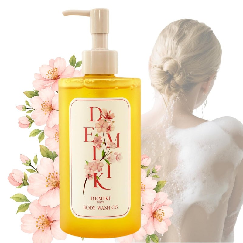 DEMIKI Body Wash Women Shower Gel for Dry and Sensitive SkinMoisturizing shower gel with Japanese Sakura ScentShower Gel of Sulfate FreeParaben Free pH Balanced Body Wash Natural Bodywash 10floz - Image 1