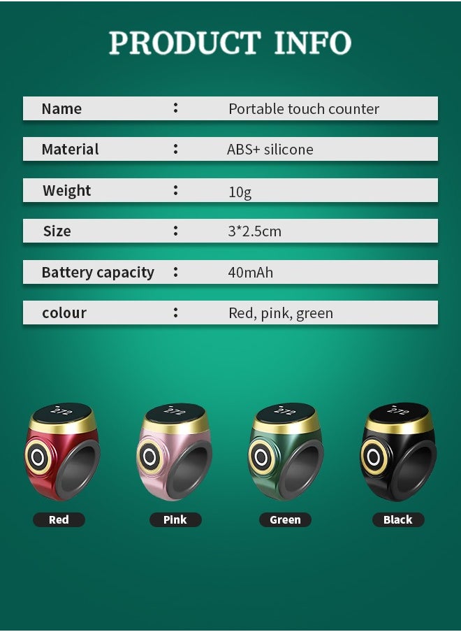 Generic - Zikr Ring, Smart Tasbih Zikr Ring With 3 Compatible Sizes(18mm/ 20mm/ 22mm) Ring Count Reminder, Muslim Prayer Timing Reminder,  OLED Display - Image 1