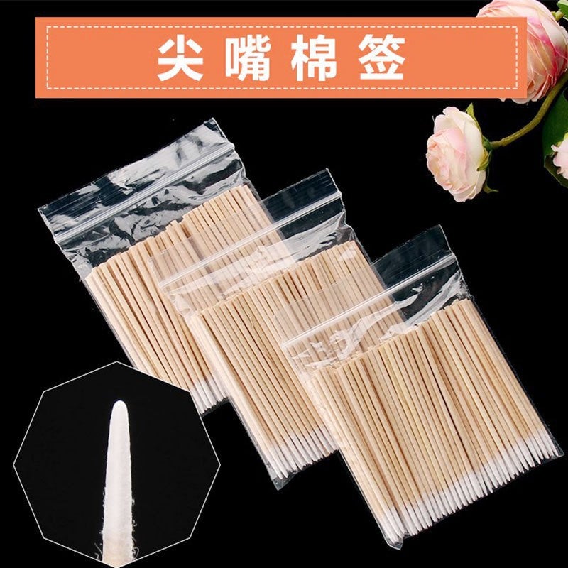 Generic Special cotton swab for tattooing pointed small cotton swab kapok stick beauty cotton swab semi-durable makeup fixing wooden pole pointed cotton swab 7cm tip cotton swab