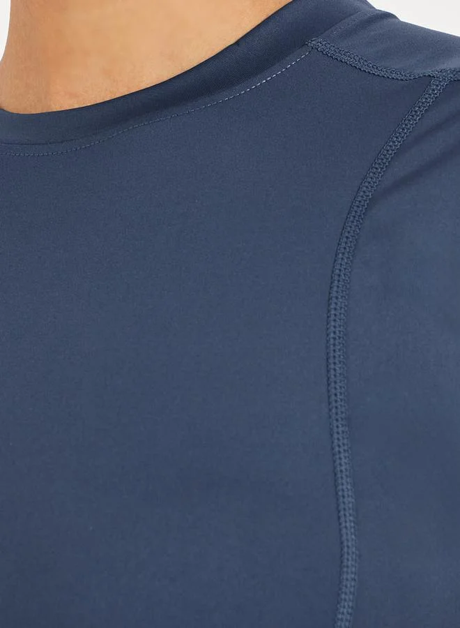 Styli Stitch Detail Fitted Short Sleeve Top