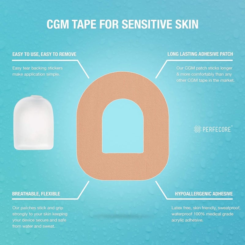 Perfecore Adhesive Bandage Patch Compatible wOmnipod 30Pack Set  Waterproof Sweatproof Continuous Glucose Monitor Sensor Cover Tape for Sensitive Skin  Diabetes and Diabetic Supplies  Nude - Image 3