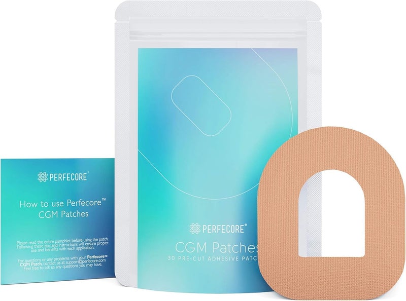 Perfecore Adhesive Bandage Patch Compatible wOmnipod 30Pack Set  Waterproof Sweatproof Continuous Glucose Monitor Sensor Cover Tape for Sensitive Skin  Diabetes and Diabetic Supplies  Nude - Image 1
