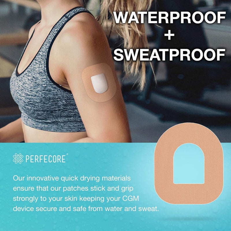 Perfecore Adhesive Bandage Patch Compatible wOmnipod 30Pack Set  Waterproof Sweatproof Continuous Glucose Monitor Sensor Cover Tape for Sensitive Skin  Diabetes and Diabetic Supplies  Nude - Image 2