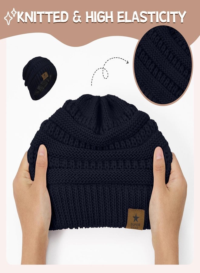 Zando Toddler Satin Lined Winter Hat Knitted Baby Beanie Silk Lined Infant Toddler Beanies Boys 2t-4t Baby Winter Hats for Boys Girls Warm Newborn Infant Winter Beanie Cap Black 6-36 Months - Image 3