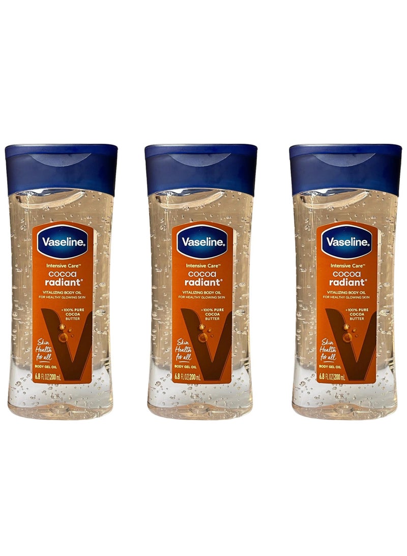 فازلين زيت الجسم المشع للعناية المركزة بالكاكاو 200 مل (عبوة من 3 قطع) - Image 1