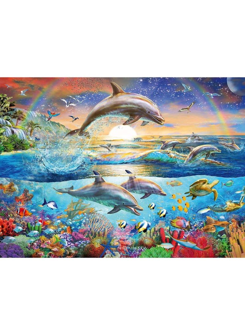Ravensburger Dolphin Paradise 300 Piece XXL Jigsaw Puzzle â€“ Extra Large Pieces Kids Puzzle, Softclick Precision Fit, Beautiful Dolphin Ocean Artwork, Fun Learning Activity for Children Ages 9+ | 12895-2 - Image 1