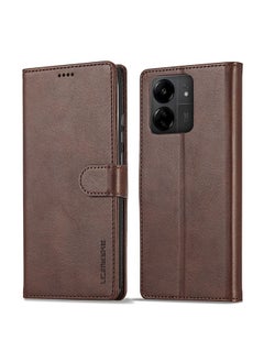 HuHa Case Cover For Xiaomi Redmi 13C 4G/5G/Poco C65 LC.IMEEKE Calf Texture Leather Phone Case Coffee 